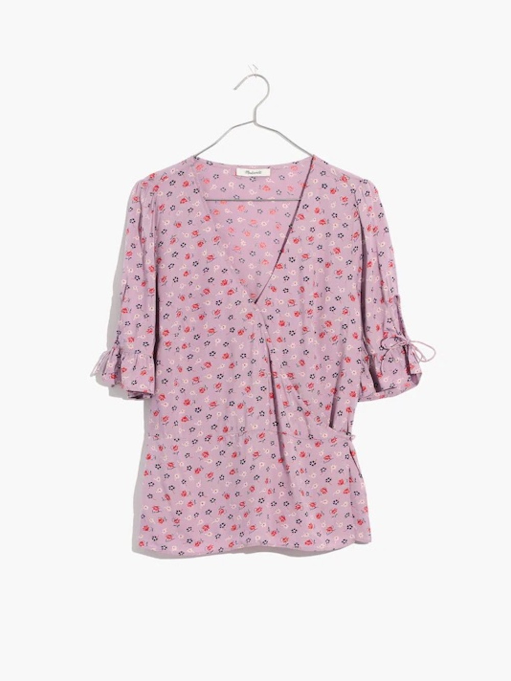 Madewell Tie-Sleeve Wrap Top in Prairie Posies